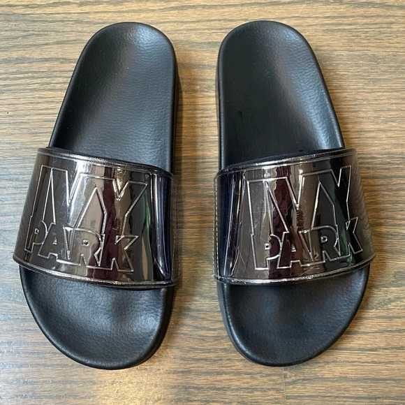 IVY PARK Black Metallic Logo Slides Sandal 5/38 - Picture 1 of 11